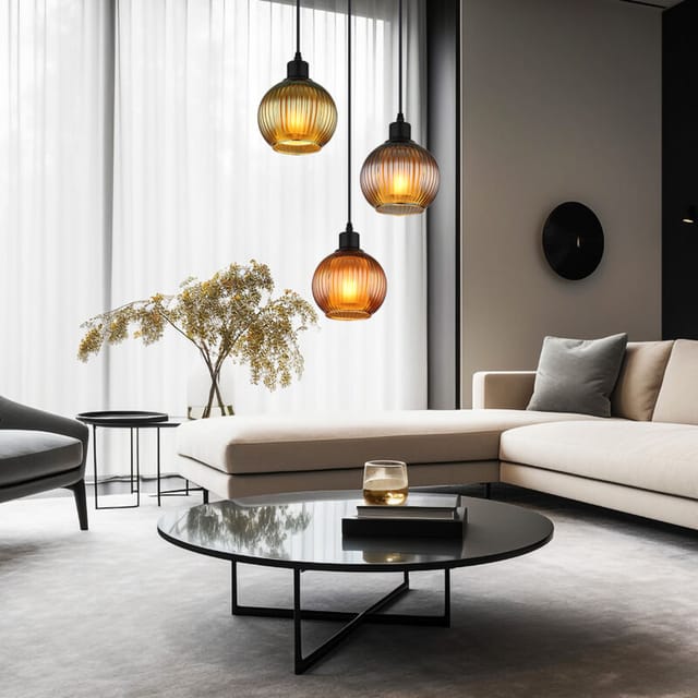 Led Pendellampe 3 flammig Esstischleuchte Glas Wohnzimmerlampe Hängelampe, Glas petrol, bronze, grün, 3x 7W 3x 806lm warmweiß, DxH 36 x 120 cm