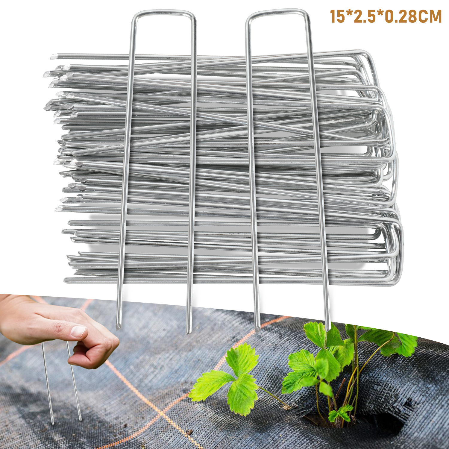 Randaco 150x Erdanker 15cm Verzinkt Bodenanker Gartenvlies Zeltheringe Garten Zeltanker