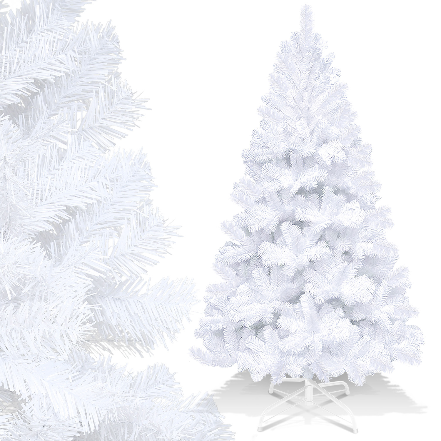 Randaco 210cm Künstlicher Weihnachtsbaum Mit 950 Spitzen Pvc, Tannenbaum Mit Ständer, Christbaum Kunstbaum Weiß