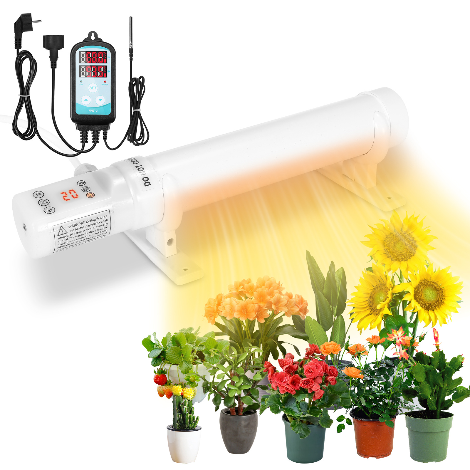 Randaco Gewächshausheizung 180w Mit 24-stunden-timer, Rohrheizung 950 Mm, Weiß