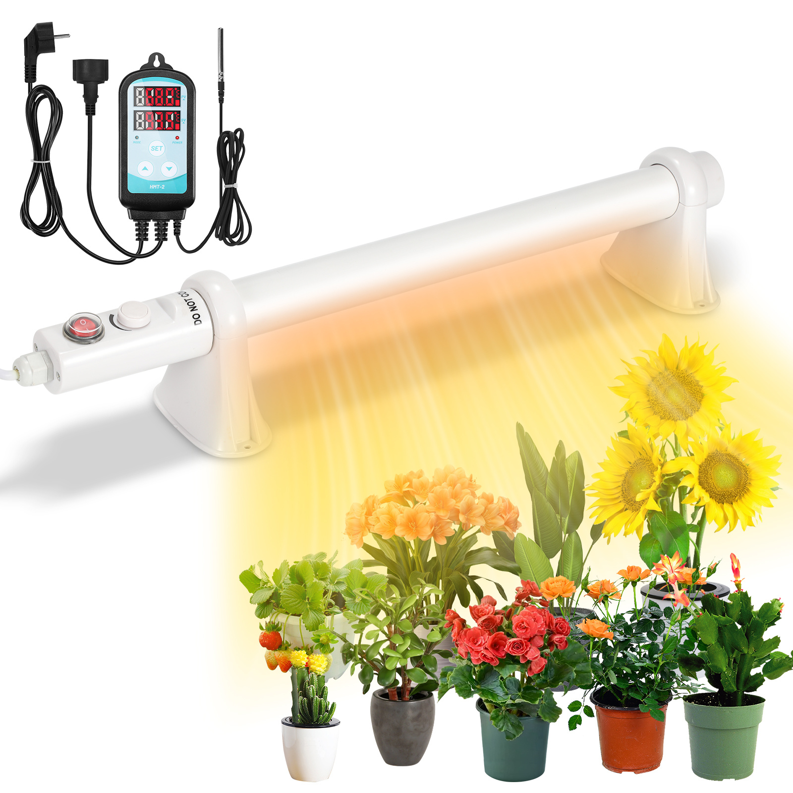 Randaco Gewächshausheizung 90w, Rohrheizung 700 Mm Mit Thermostat 0–90 °c, Weiß