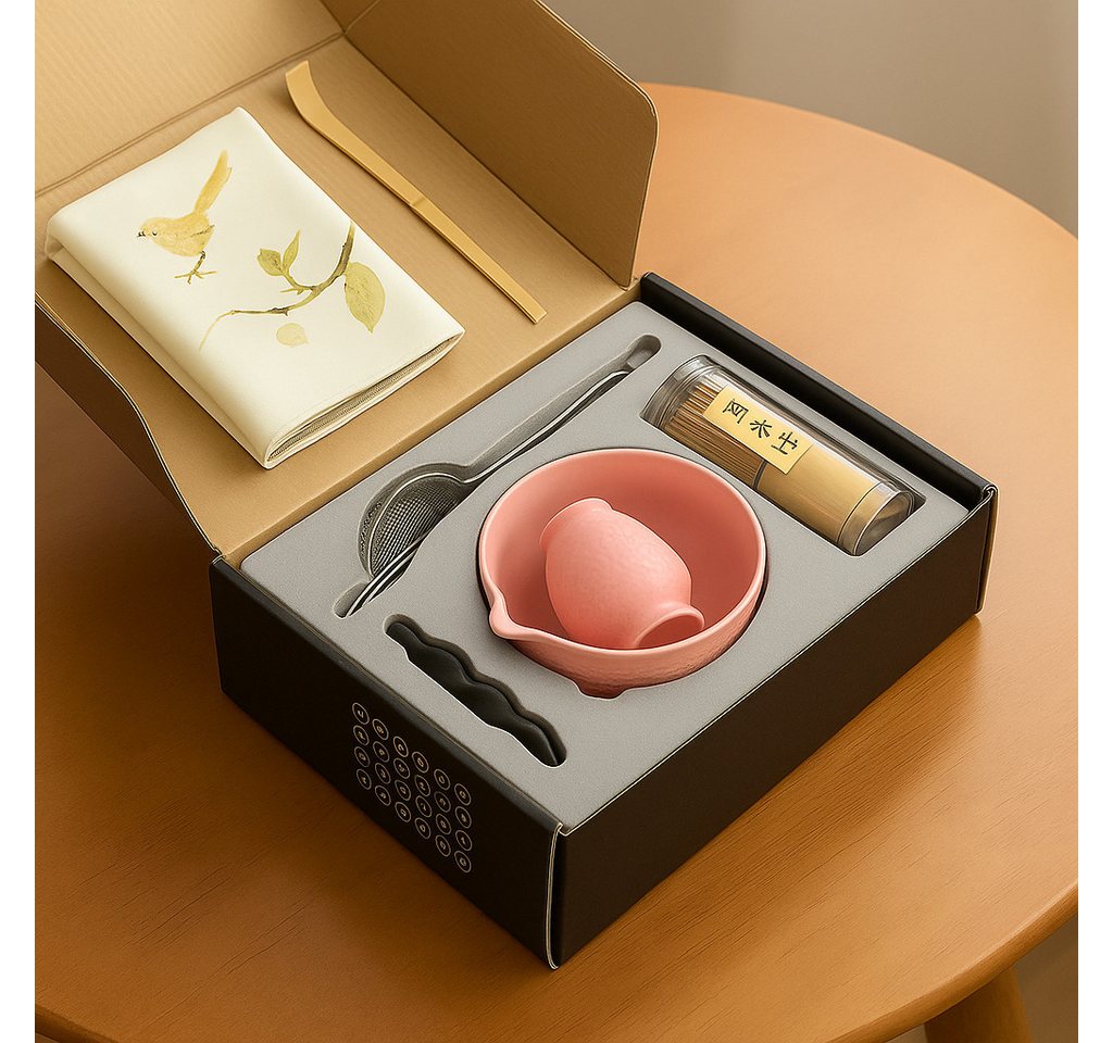 Roxlin Matcha Set (7-teilig) Keramik, Bambus-besen, Schale & Zubehör - Rosa Bild 2
