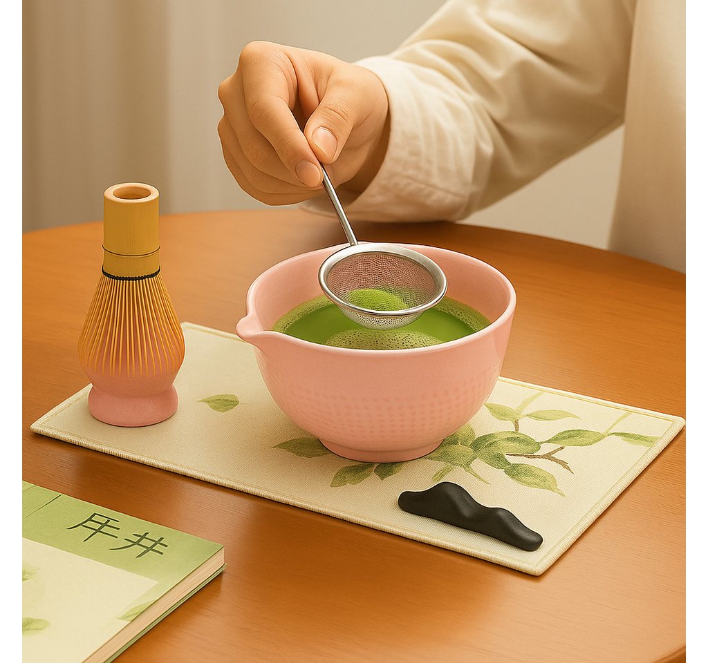 Roxlin Matcha Set (7-teilig) Keramik, Bambus-besen, Schale & Zubehör - Rosa Bild 4