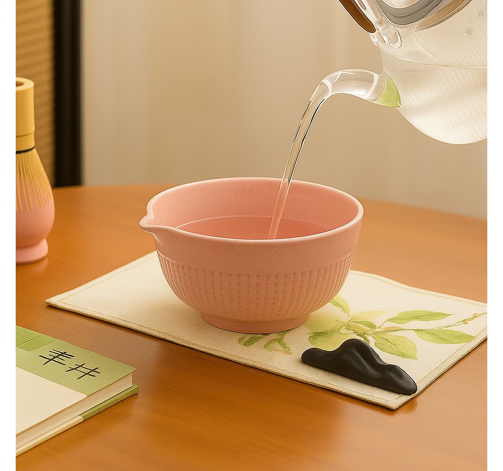 Roxlin Matcha Set (7-teilig) Keramik, Bambus-besen, Schale & Zubehör - Rosa Bild 5