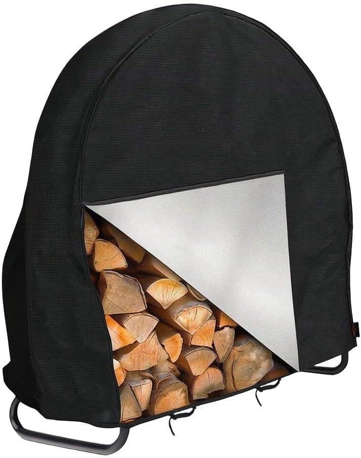 Robuste, Wasserdichte Schutzhülle Aus 210d Oxford-gewebe Für Brennholzregale Im Außenbereich, Z. B. Für Garten Und Terrasse, 102 X 61 X 104 Cm(schwarz)