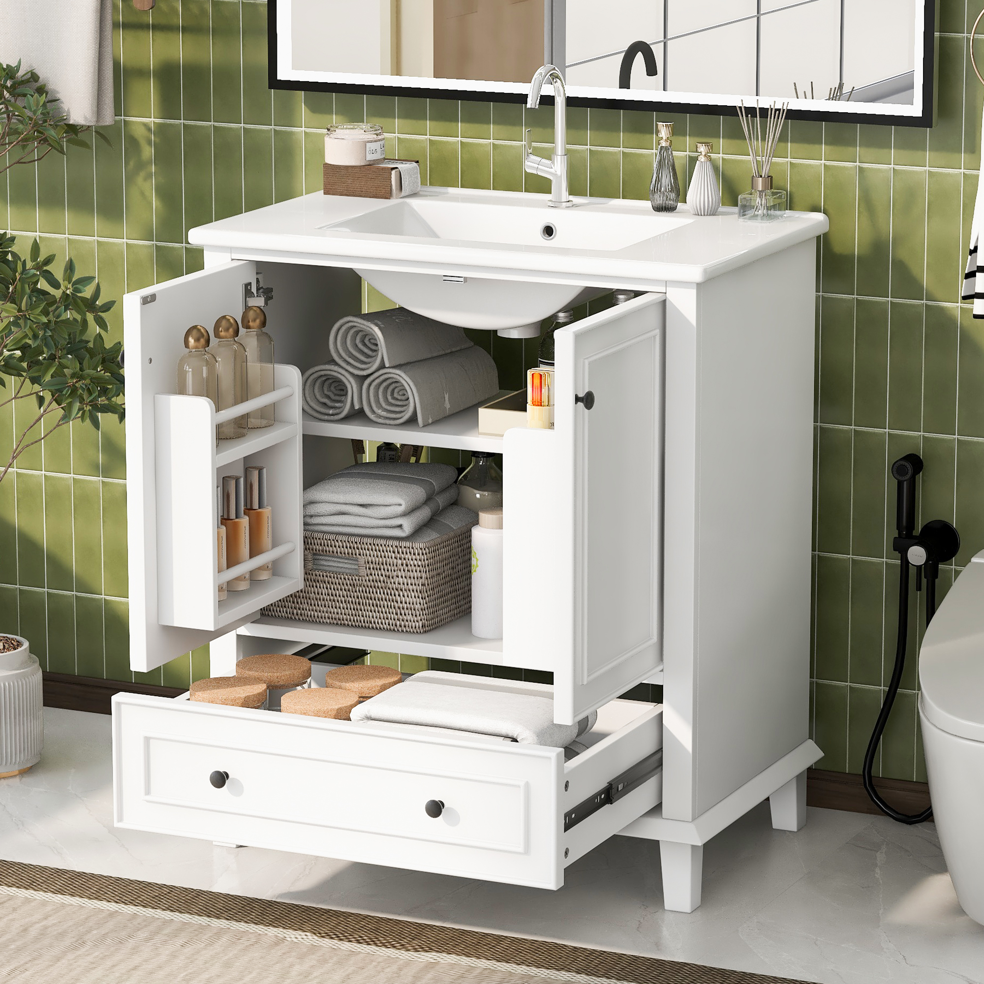 76×46×87 Bodenstehender Badezimmerschrank – 41,4 Kg, Aus Mdf, Robustes Und Langlebiges Material, Reichlich Stauraum – 76×46×87 Cm – Großer Stauraum