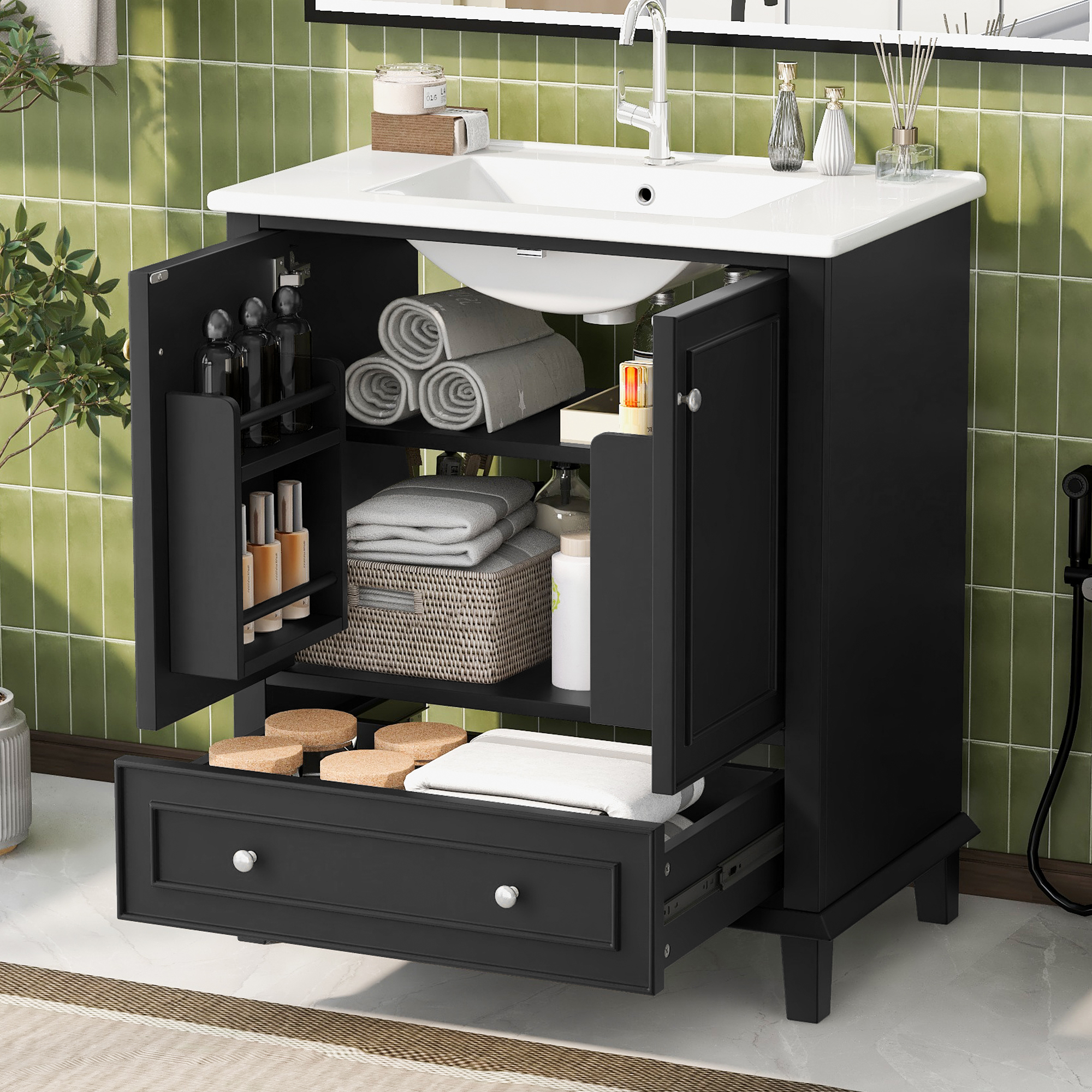 76×46×87 Weißer Badezimmerschrank – 40,5 Kg, Aus Mdf, Robustes Und Langlebiges Material – 76×46×87 Cm – Feuchtigkeits- Und Wasserdichte Funktion