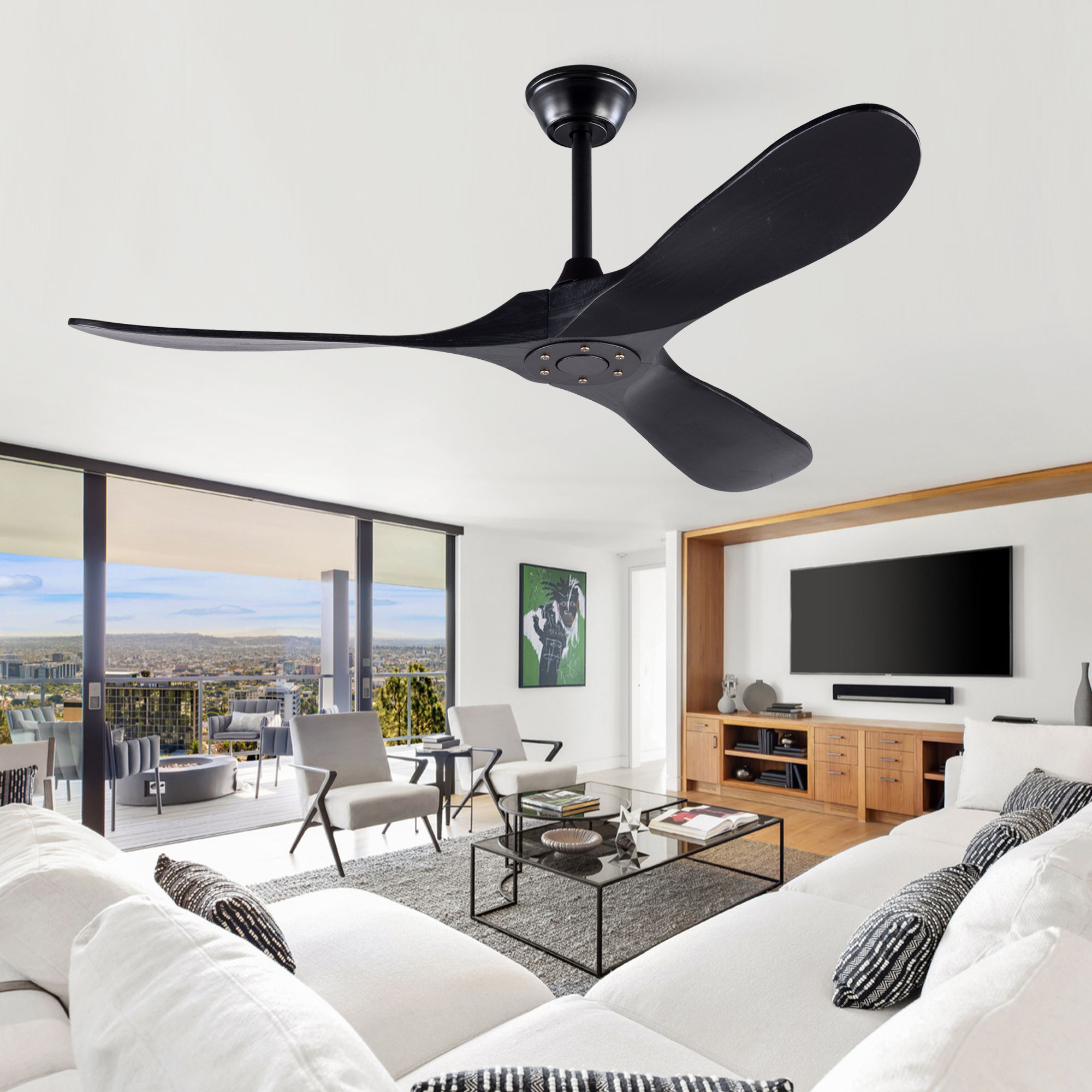 52-zoll-deckenventilator In Schwarz Im Modernen Design – 4,5 Kg, Aus Metall, Eine Größe Von – 132×132×26,4 Cm – Im Lieferumfang Enthalten