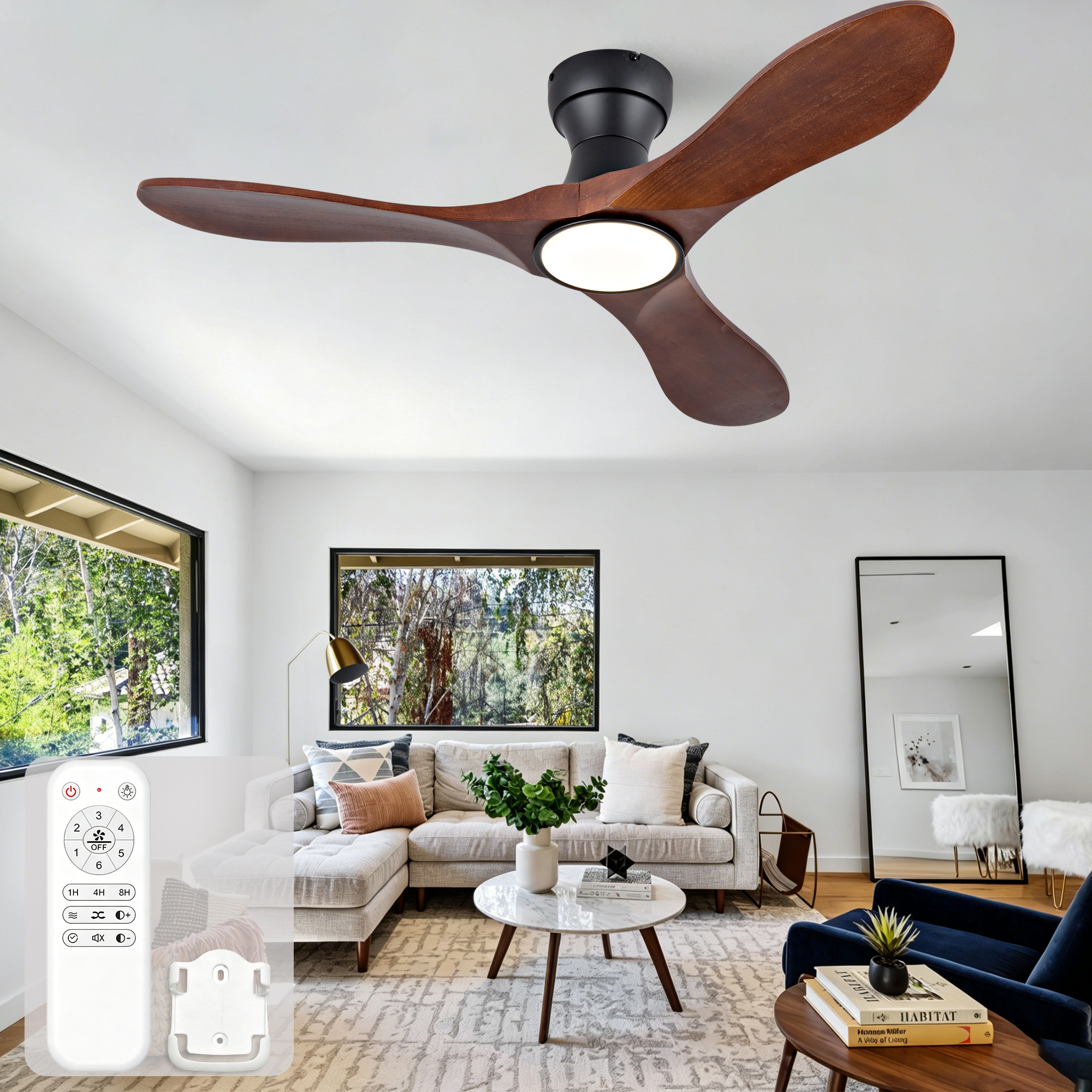 42-zoll-deckenventilator – 3,5 Kg, Aus Metall, Über Ein 42-zoll-design, Die Mitgelieferte Fernbedienung – 106×106×26,5 Cm – Ausgestattet Mit Einem