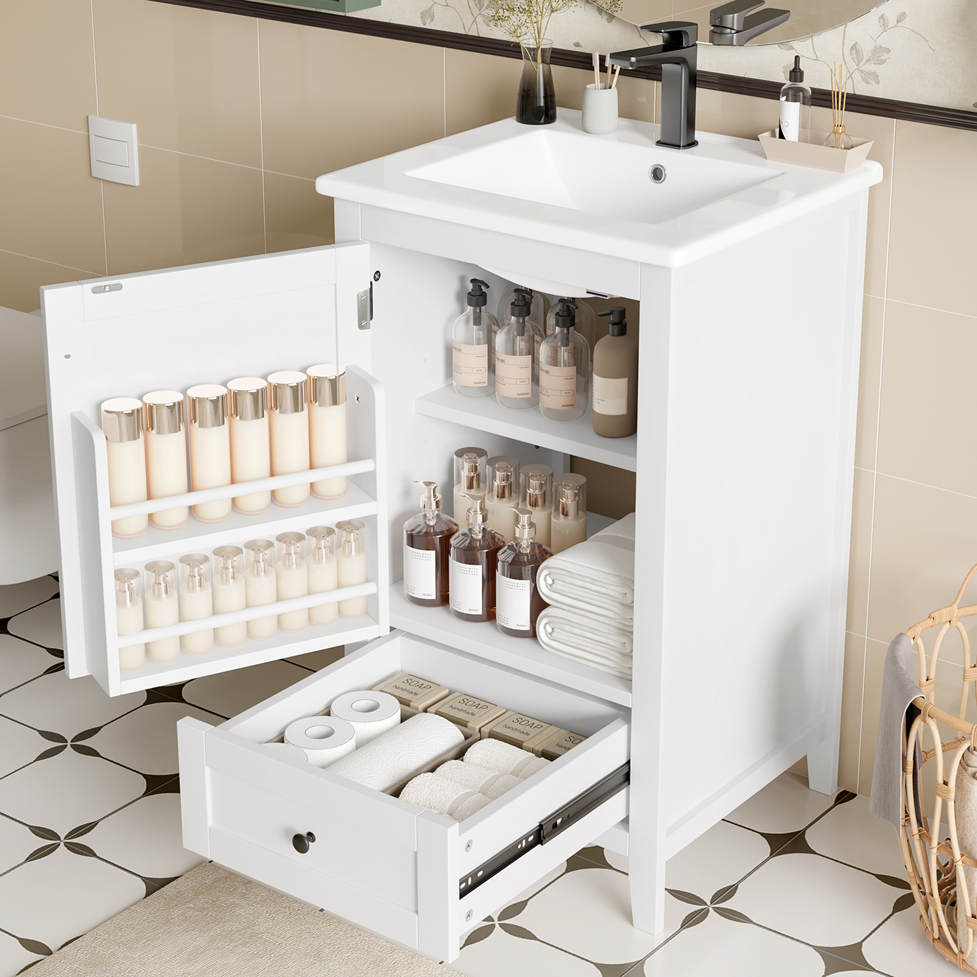 51×46×85 Bodenstehender Badezimmerschrank – 27,8 Kg, Aus Mdf, Robustes Und Langlebiges Material – 51×46×85 Cm – Großer Stauraum Und Flexibles Design