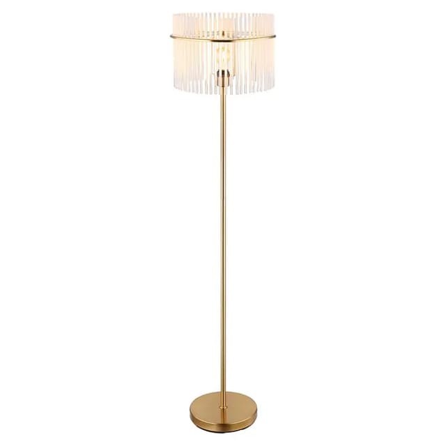 Stehleuchte Standlampe Wohnzimmerlampe Schlafzimmerleuchte Esszimmerlampe Beistellleuchte, Metall Glasstäbe Gold, 1x E27, h 152 cm
