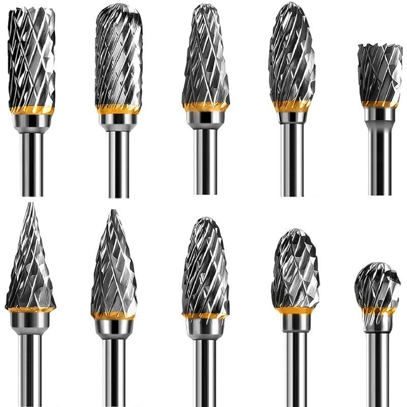 Set Mit 10 1/8" Wolframkarbid-rotationsfräsern – Doppelschneidig Für Holzschnitzerei, Gravur Und Metallpolitur
