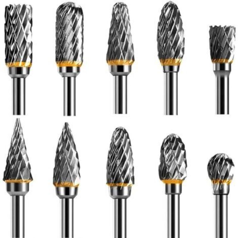 Set Mit 10 Hartmetall-rotationsfräsern – Doppelschneidig – 1/8"-schaft – Für Holz-, Metall-, Keramik- Und Gravurarbeiten