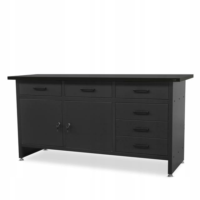 Werkbank HENRY, 1700 x 850 x 600 mm, All Black: schwarz