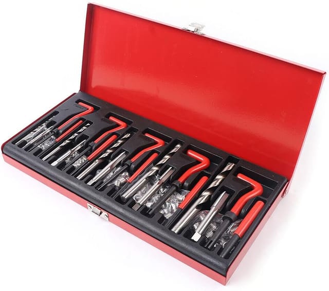 Gewinde Reparatur Satz, 131-tlg Bohrer Sleeves Helicoil Auto Motor M5 M6 M8 M10 M12 Gewindehülse Werkzeug Kit Gewindereparatursatz für Motorreparatur