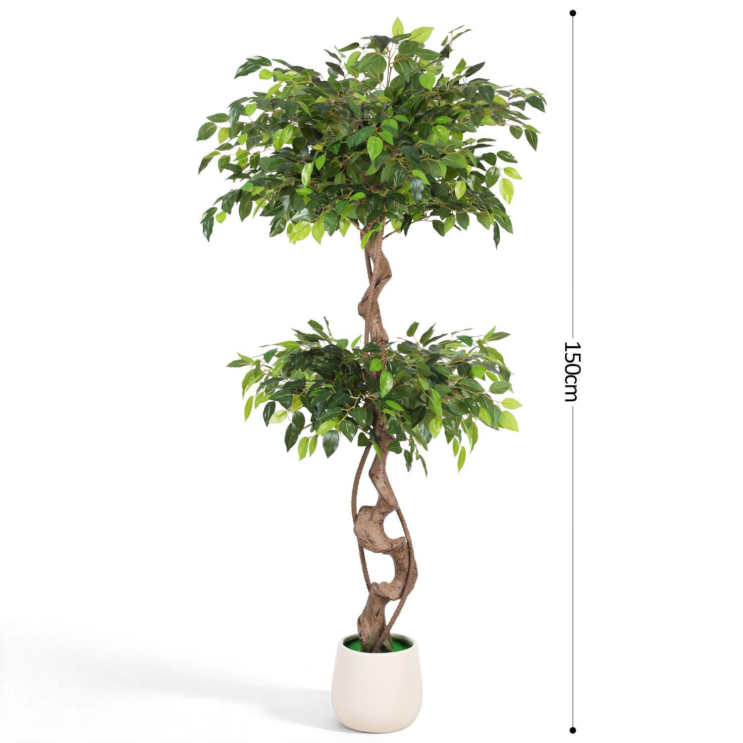 Tolletour Ficus Kunstpflanze 150 Cm, Ohne Gießen, Schneiden Oder Düngen