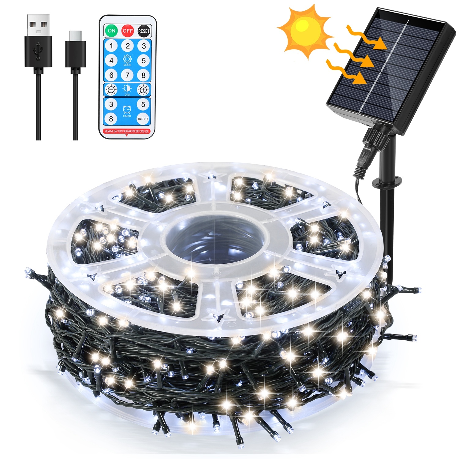 Tolletour Led Solar Lichterkette 30 M 300 Leds Mit 8 Modi Solarlampe Für Außen & Innen Garten Party & Weihnachtsdeko Outdoor Beleuchtung Deko, Kaltweiß