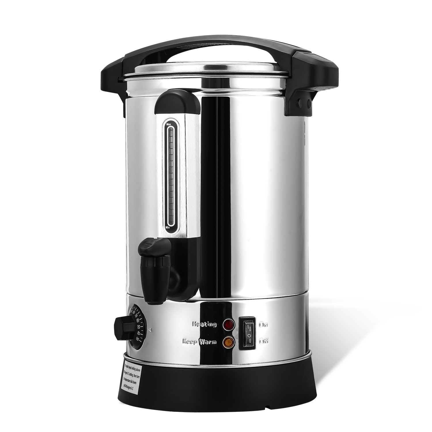 Tolletour Dispensador De Bebidas Calientes 10 L, 1500 W, Acero Inoxidable Negro, Termostato 30–95 °c, Grifo Y Visor De Nivel