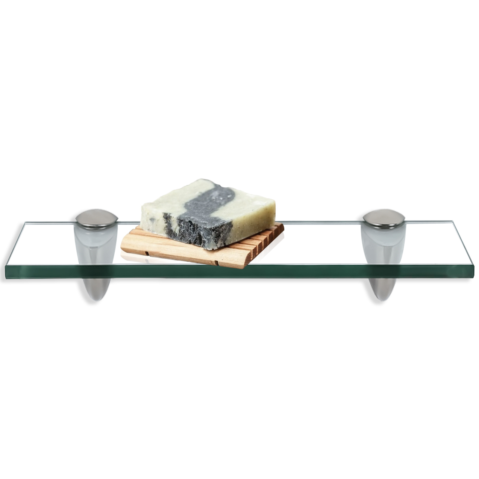 Tolletour Glasregal Wandregal 30 X 10 X 0,8 Cm, Klarglas Glasboden Mit Halterungen, Badregal Ablage Hängeregal Für Bad, Küche & Wohnzimmer