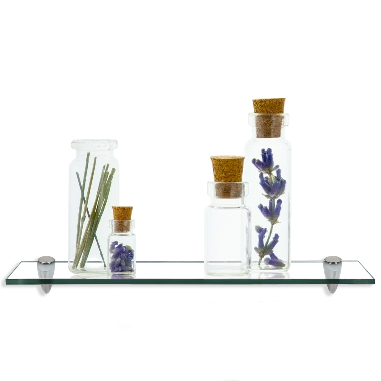 Tolletour Glasregal Wandregal 60 X 10 X 0,8 Cm, Klarglas Glasboden Mit Halterungen, Badregal Ablage Hängeregal Für Bad, Küche & Wohnzimmer