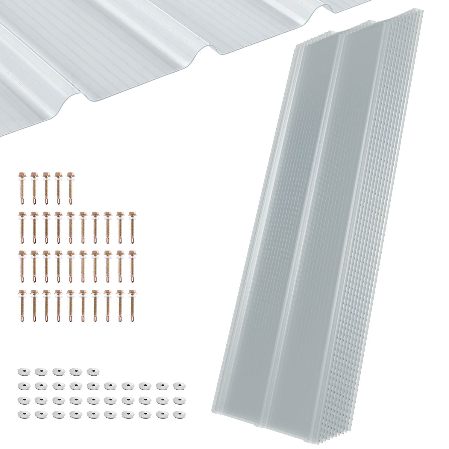 Tolletour 10x Klare Frp Dachplatten 50x160 Cm 1 Mm Trapezprofil, Uv- & Wetterfest, Hagelsicher, Mit Schrauben Für Gewächshaus Carport