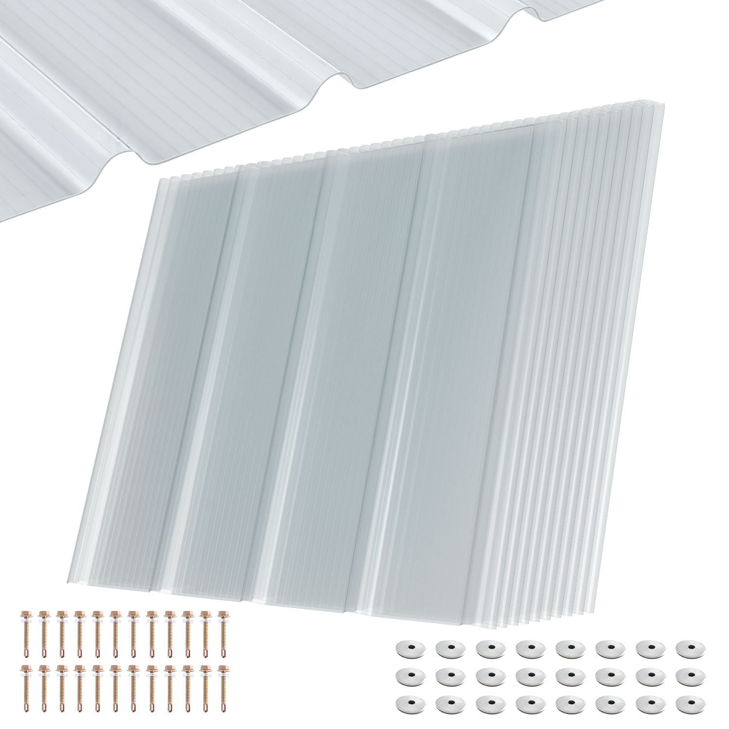Tolletour 10x Klare Frp Dachplatten 90x80 Cm 1 Mm Trapezprofil, Uv- & Wetterfest, Hagelsicher, Mit Schrauben Für Gewächshaus Carport