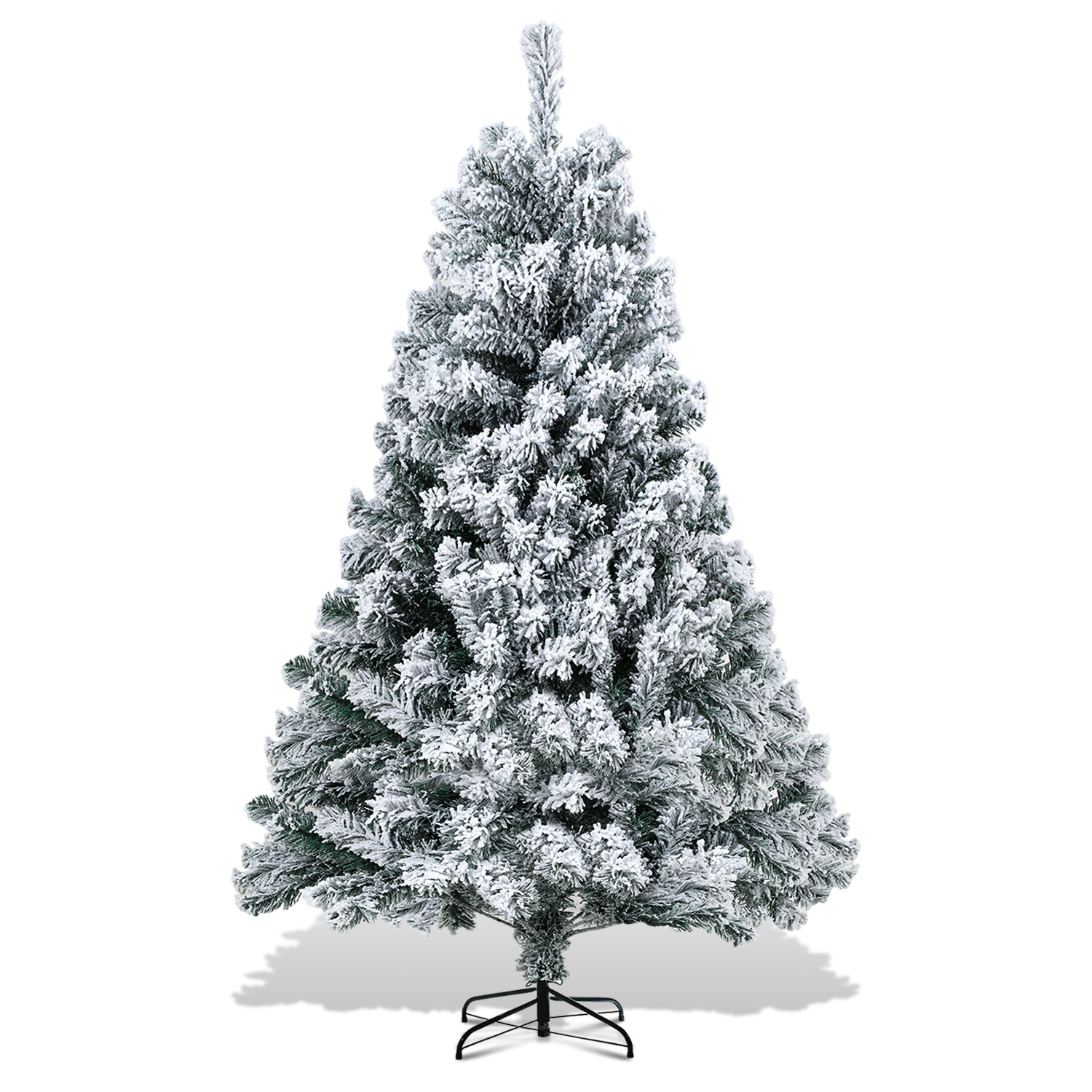 Tolletour 150cm Künstlicher Weihnachtsbaum Mit Schnee, Inkl. Metallfuß Mit 550 Spitzen Pvc Nadeln, Christbaum Tannenbaum Pvc, Weiß