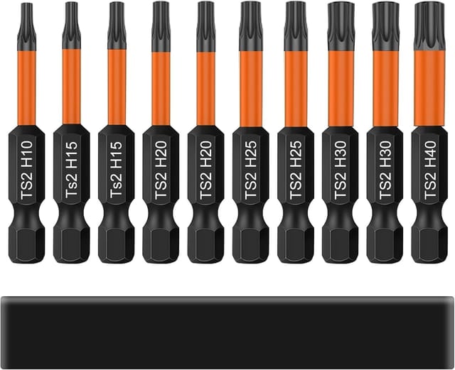 Torx-Schraubendreher-Bits, 10 Stück Torx-Schraubendreher-Bits, 50 mm lang, 1/4 Zoll Sechskantschaft mit Basisspeicher, T10/T15/T20/T25/T30/T40