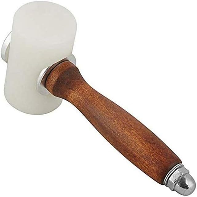 Lederschnitzhammer, Hammer für DIY-Lederhandwerk, Rindsleder-Nähschlägel, Nylon-T-Kopf, 18 cm Holzgriff - Lntyq