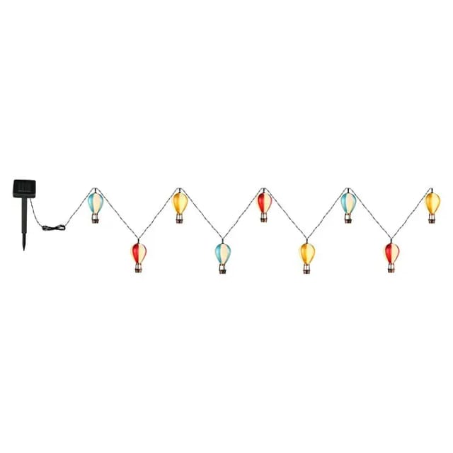 Globo Lighting - Solarleuchte led Lichterkette Heißluftballons Außenleuchte Gartendeko wetterfest, Kunststoff, 9x led warmweiß, l 390 cm