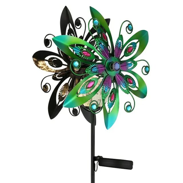 Solarleuchte Außenleuchte led Windrad bunt Gartenlampe Deko h 124 cm