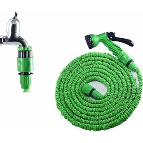 Gartenschlauch, Ausziehbarer Grüner Gartenschlauch Mit 8-funktions-spritzpistole (7,5 M, Grün)