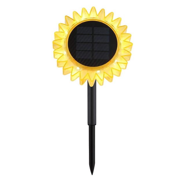Solarleuchte Stecklampe Sonnenblume Hofleuchte Deko schwarz gelb led h 29,5 cm