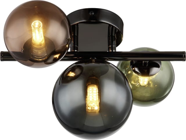 Globo Lighting - Deckenleuchte Deckenlampe Wohnzimmerleuchte, Metall grau matt Glas Kugel bronze petro grün, 3 flammig 3x G9 led warmweiß 28,5 x 23,5