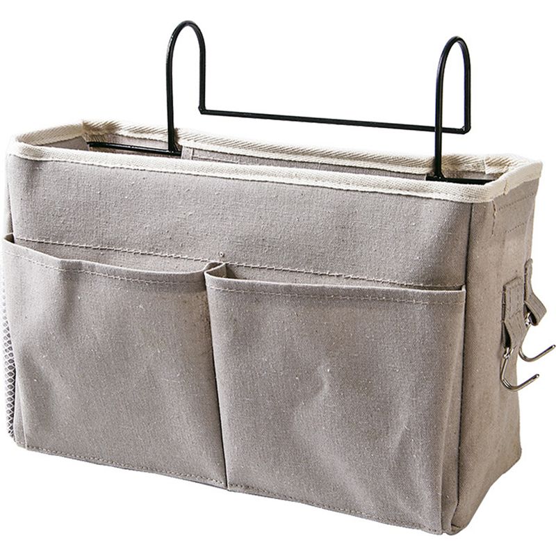 Hängende Nachttischtasche Aus Baumwolle Und Leinen, Grau, Mit Aufbewahrungstasche, Ideal Für Etagenbetten Und Studentenzimmer.