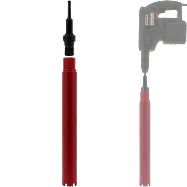 Diamantbohrkrone Ø 56 mm mit Adapter für Bohrmaschine und SDS-plus-Bohrhammer