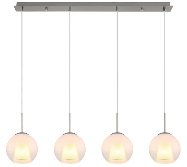 Hängeleuchte Esszimmerlampe Pendelleuchte 4-Flammig Glaskugel Kristalle opal E27