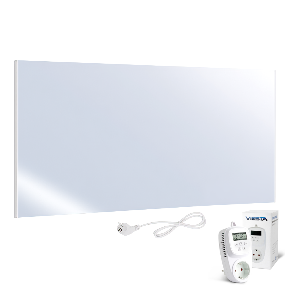 Umbrella® H700 Spiegel-infrarotheizung 700 W Mit Thermostat Th12 – Kompaktes Heizpaneel Mit Carbon-crystal-technologie – Flache Wandheizung Mit Spiegelglas – Stilvolles 2-in-1 Design
