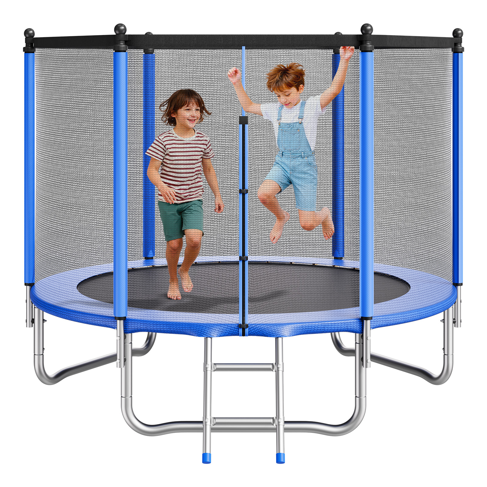 Vevor Outdoor Trampolin Bodentrampolin 244 X 244 Cm Mit Sicherheitsnetz & Stahlrahmen, Astm-geprüft, Hochleistungstrampolin, Max. 120 Kg Gewichtskapazität, Gartentrampolin Für Kinder