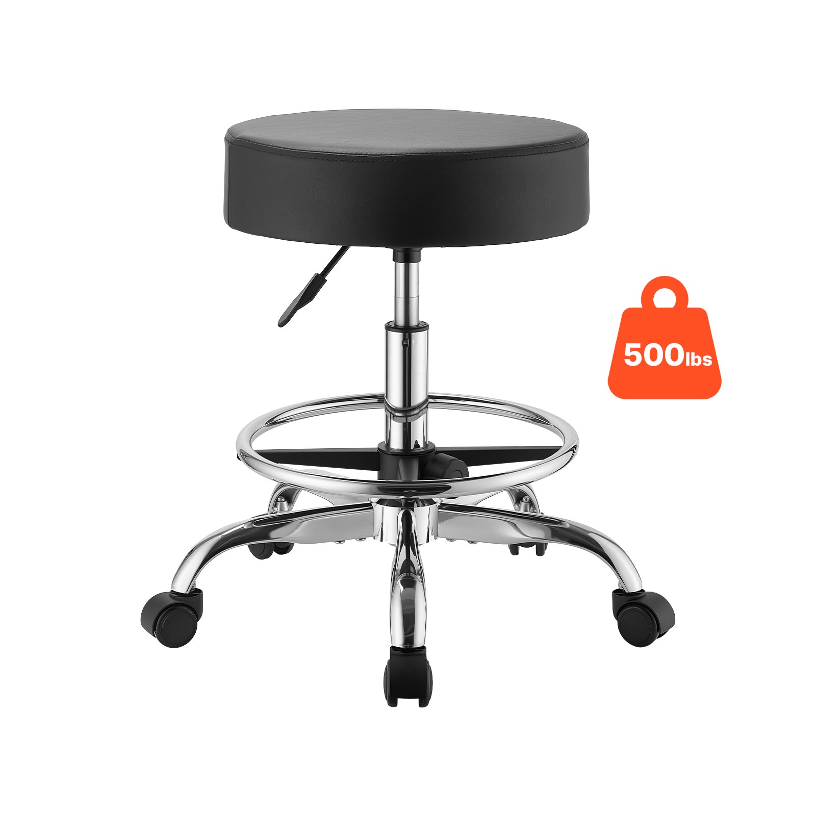 Vevor Rollhocker 226,8 Kg, Bürohocker Mit Fußstütze & Pu-rolle, Drehhocker Höhenverstellbar, Ergonomischer Sitz Aus Pu-leder Mit Dicker Polsterung, 360° Drehbar, Für Salon, Klinik & Arztpraxis