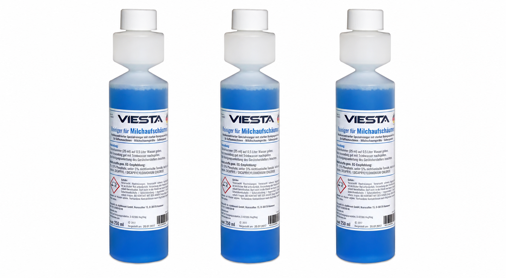 Viesta® Milchsystemreiniger 3x 250 Ml (750 Ml) – Reiniger Für Kaffeevollautomaten & Milchaufschäumer – Entfernt Milchfett & Eiweiß – Vorratspack