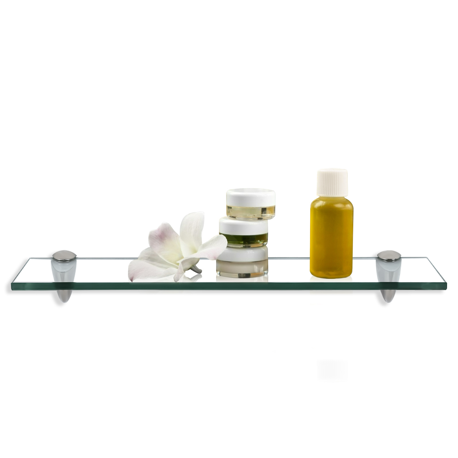 Wolketon Glasregal Wandregal 50 X 10 X 0,8 Cm, Klarglas Glasboden Mit Halterungen, Badregal Ablage Hängeregal Für Bad, Küche & Wohnzimmer