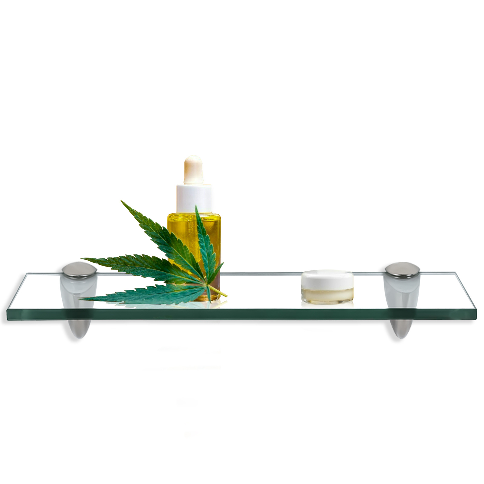 Wolketon Glasregal Wandregal 40 X 10 X 0,8 Cm, Klarglas Glasboden Mit Halterungen, Badregal Ablage Hängeregal Für Bad, Küche & Wohnzimmer