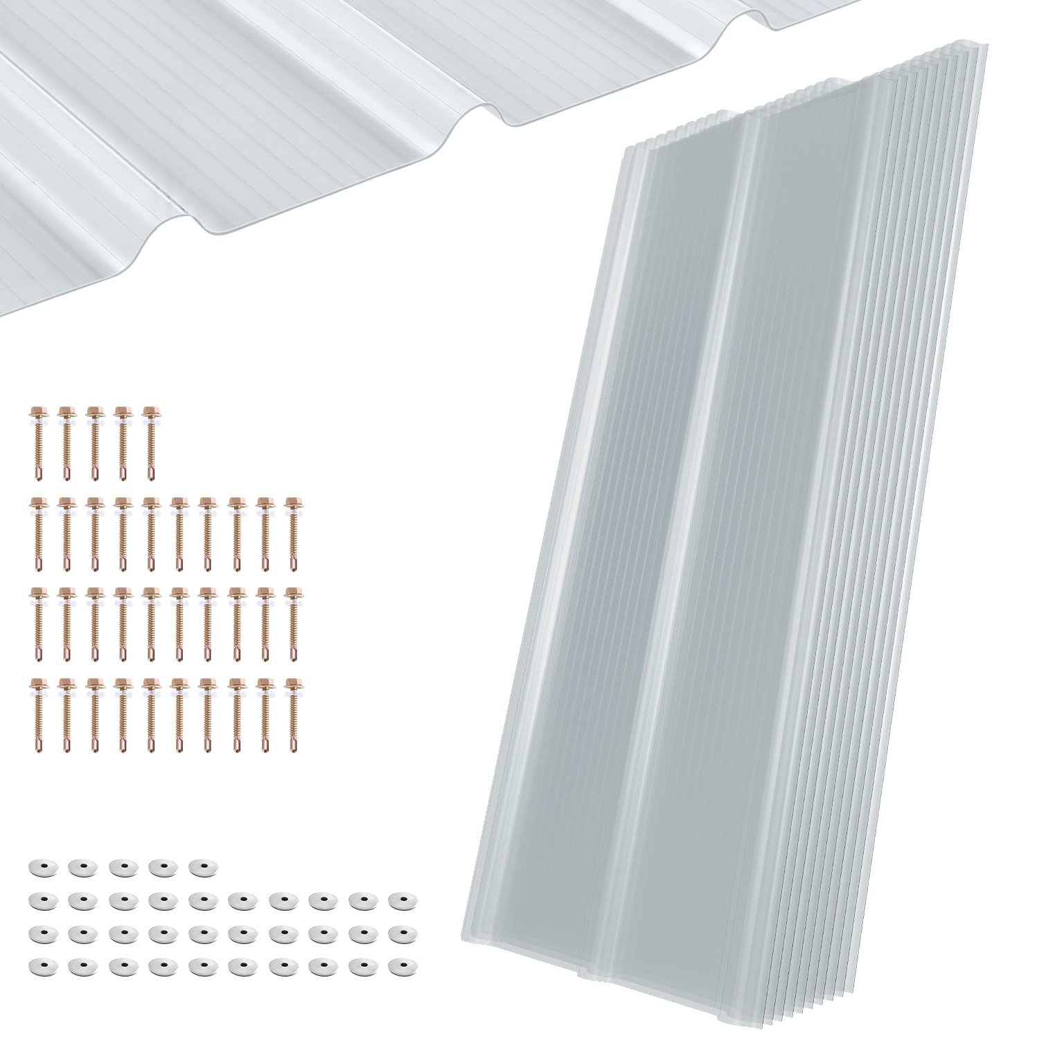Wolketon 10x Klare Frp Dachplatten 50x120 Cm 1 Mm Trapezprofil, Uv- & Wetterfest, Hagelsicher, Mit Schrauben Für Gewächshaus Carport