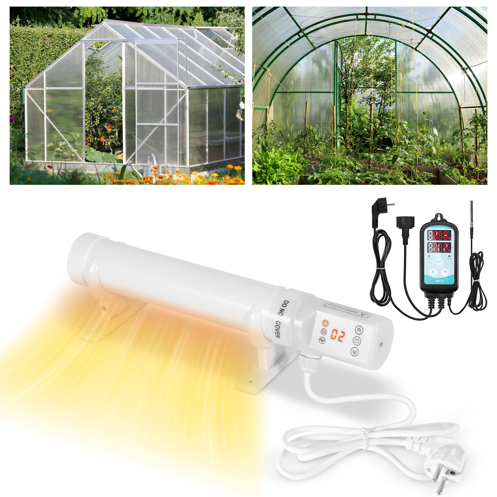 Wolketon Gewächshausheizung 60w Mit 24-stunden-timer, Rohrheizung 340 Mm, Weiß