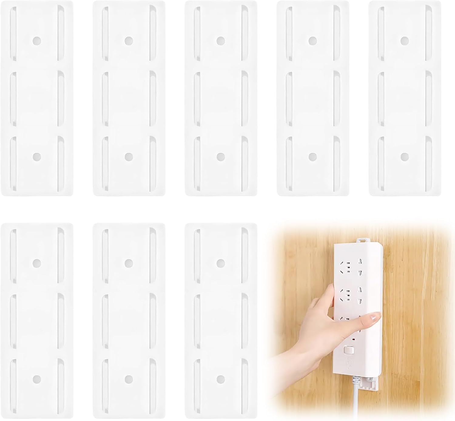 Set Mit 8 Steckdosenleisten-kabelhaltern, Selbstklebenden Tischsteckdosen, Bohrfreie Wandhalterungen Für Steckdosenleisten, Steckdosenhalterungen, Für Wohnzimmer, Küchen, Büros, Schulen