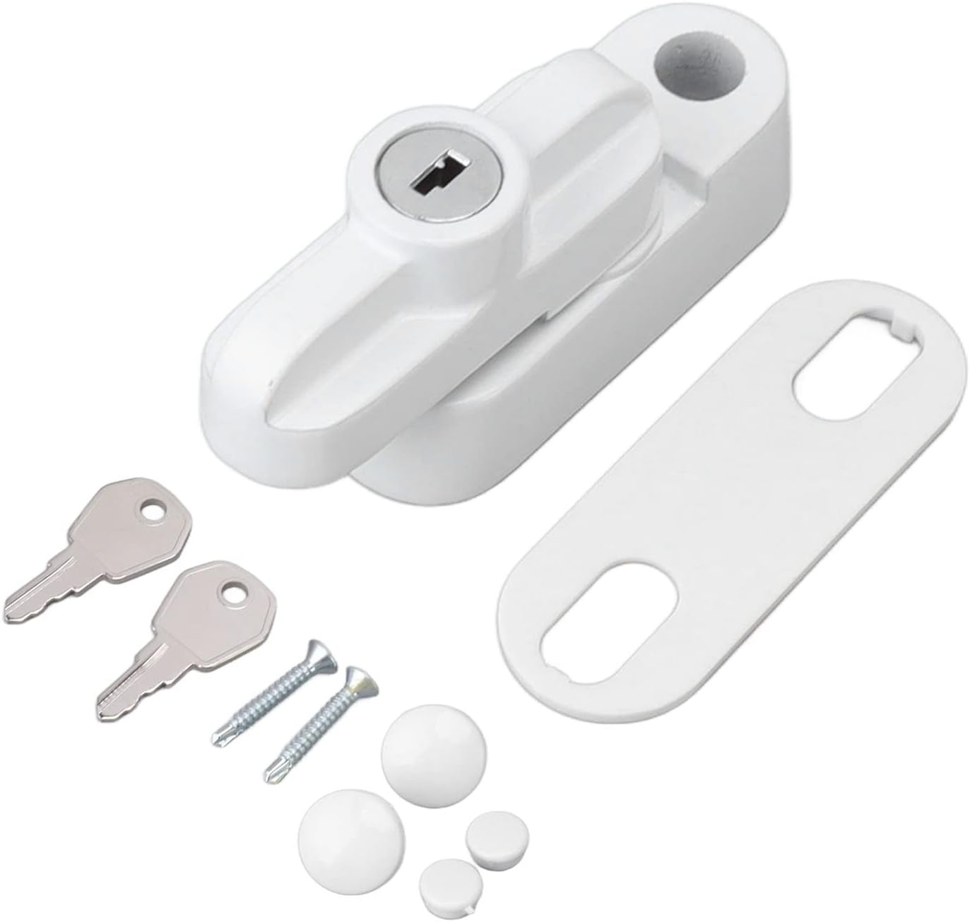 2-teilige Fensterverriegelungen, Außenfensterverriegelung Aus Aluminiumlegierung, Sicherheitsriegel Mit Schlüsseln Und Schrauben, Befestigungsmaterial Für Die Haussicherheit Von Ein- Und Zweiflügelige