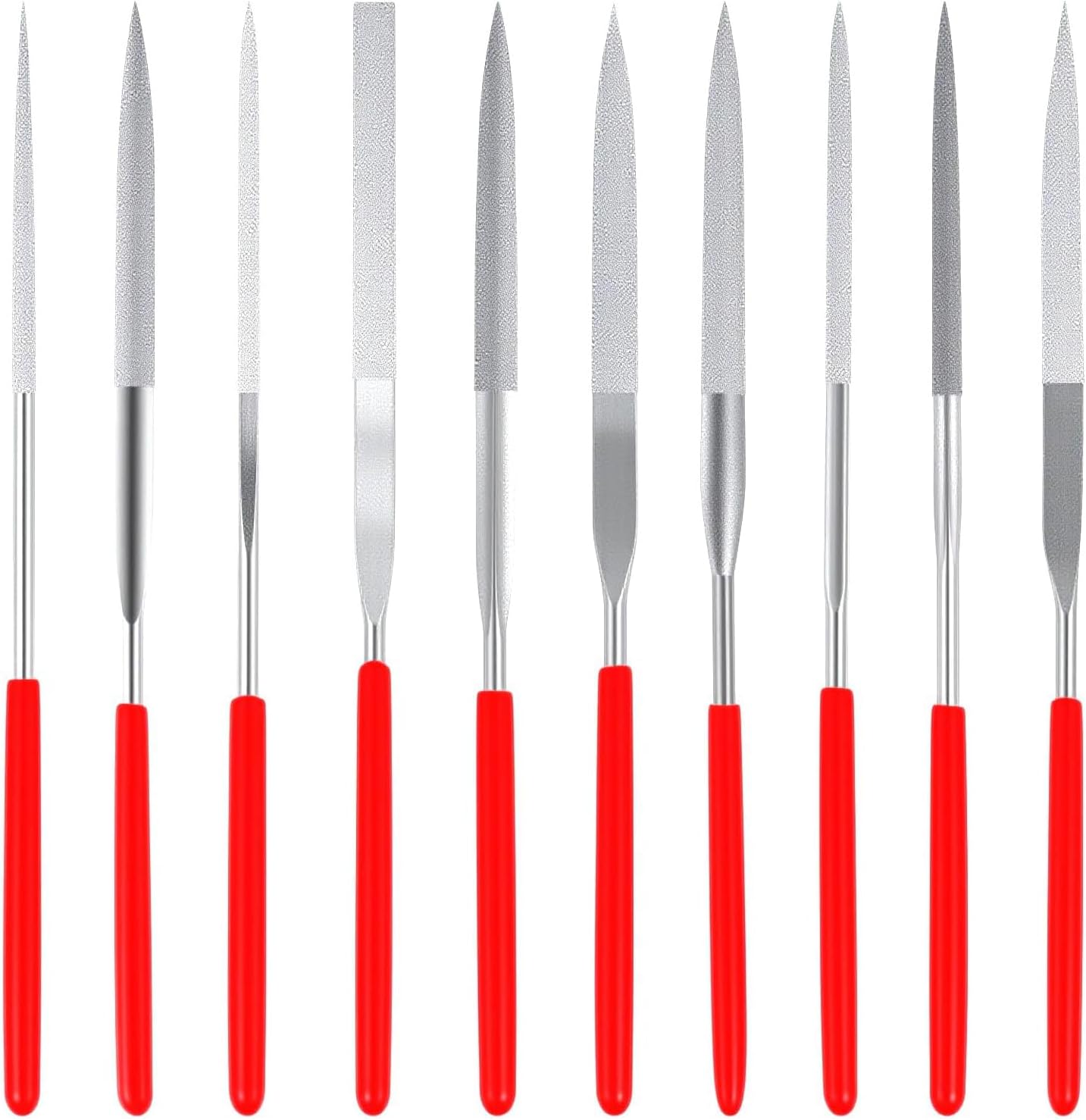 Set Mit 10 Mini-diamantfeilen, Hochpräzises Multi-profil-design, Wolframcarbid-beschichtung, Zur Herstellung Von Metallmodellen Für Schmuck (3 Mm X 140 Mm)