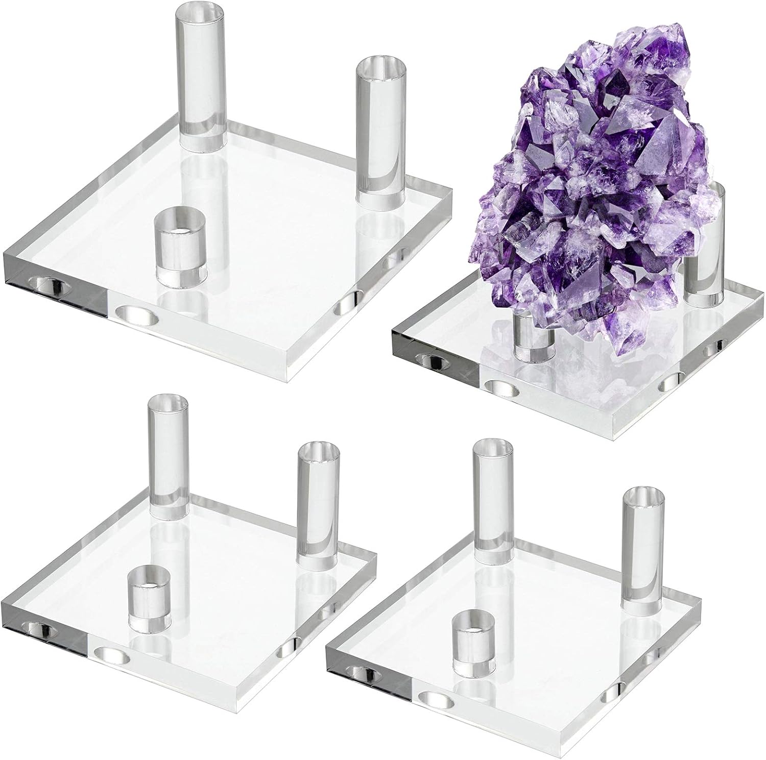 Set Mit 4 Transparenten Acryl-präsentationsständern – Dreipunkt-präsentationsständer Für Fossile Korallengeoden, Mineralsteine, Achatmineralien, Kleine Sammlerstücke