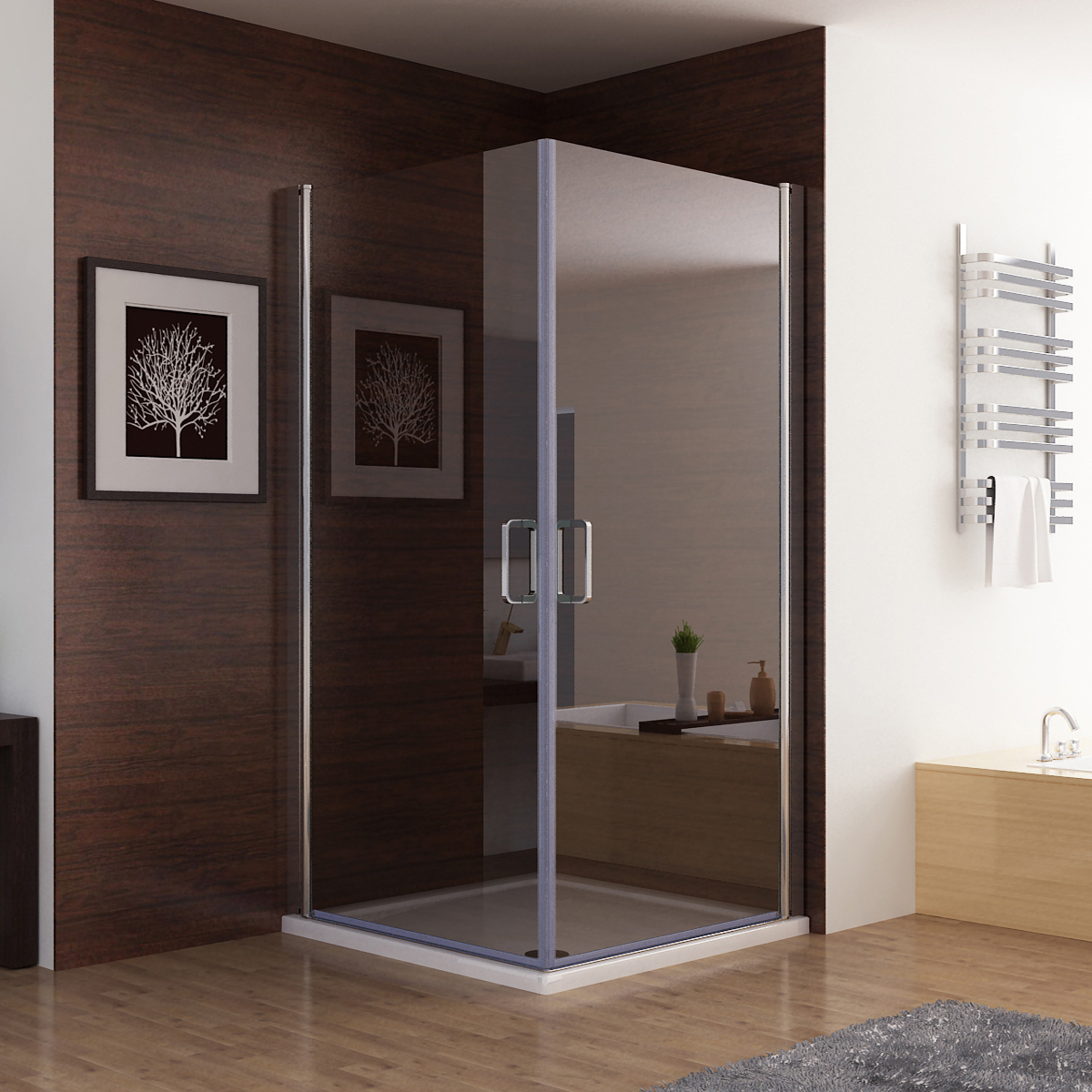80 X 80 X 195cm Miqu Duschkabine Dusche Duschwand 180° Schwingtür Eckeinstieg Nano Glas Mit Duschwanne